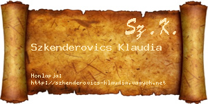Szkenderovics Klaudia névjegykártya